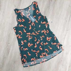 ModCloth Green Quick Remix Fox-Patterned Sleeveless Tunic Women's 3X NWT